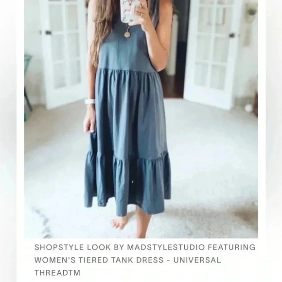 NWT new universal thread medium blue tiered tank maxi dress - Picture 3 of 11